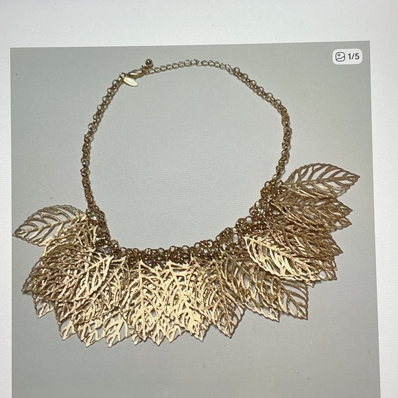 Jewelry - Gold Leaf Cluster Statement Necklace for Women